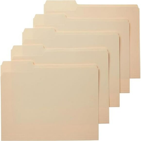 1/3-Cut Tab Assorted Positions File Folders Letter Size Manila Pack of 100 - Picture 7 of 7